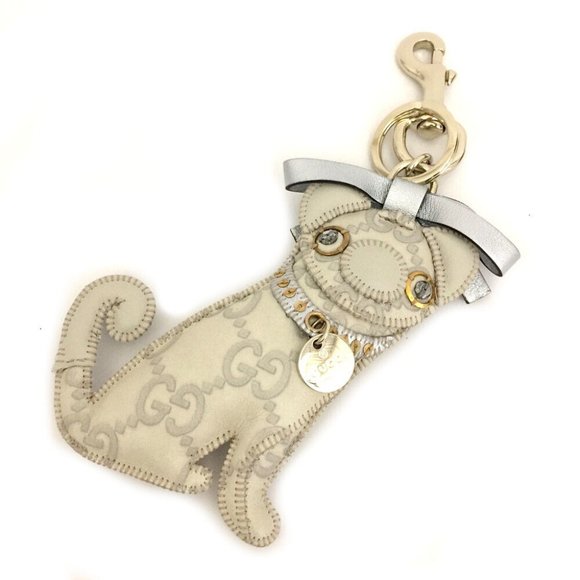 Gucciori Cat GG Logo Leather Key Holder Charm - Picture 1 of 8